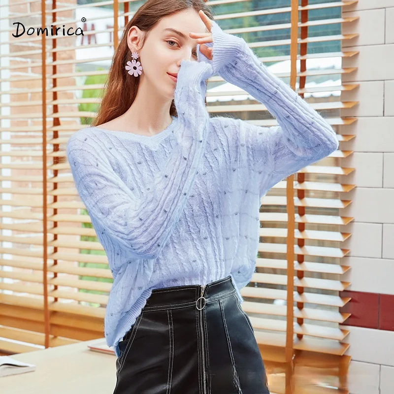 

Women's Sweater V Neck Korean Fashion Sequins Hollow Long Sleeve Top Elegant Sweaters for Women Women Clothing Ladies Sweater