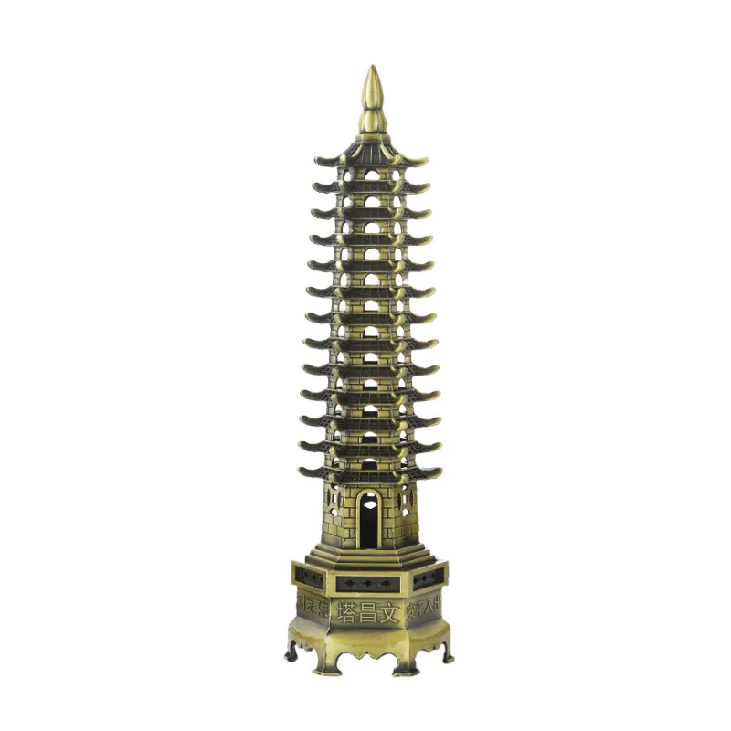 hot sale feng shui zinc alloy 3d model chinese wenchang pagoda tower crafts statue souvenir home decoration metal handicraft free global shipping