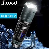 powergul xhp90 2 led flashlight cob torch 9 core high quality usb rechargeable powerbank 26650 battery aluminum zoomable lantern