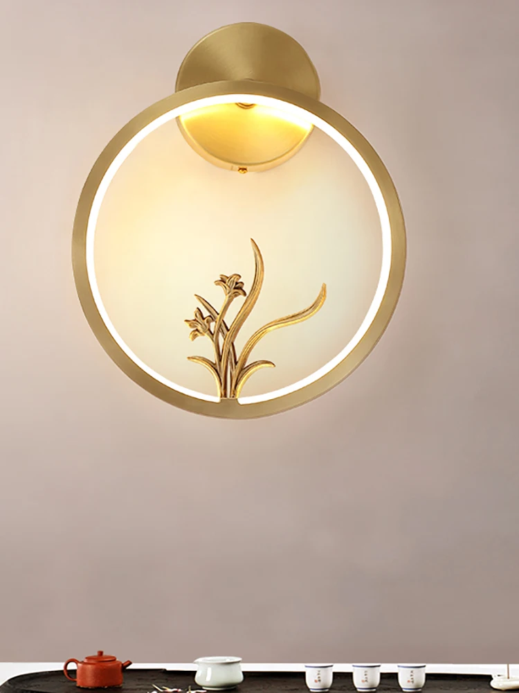 MOONSHADOW настенный светильник светодиодный полный Медь новый китайский Стиль WandLamp