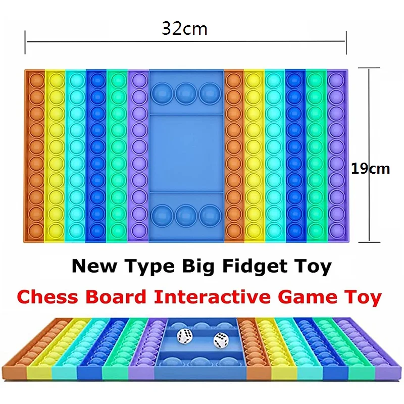 32x19cm Pops Its Antistress Two Players Chess Game Sensory Popsits Fidget Bubbles Toys Popet for Children Free Shipping Popper enlarge