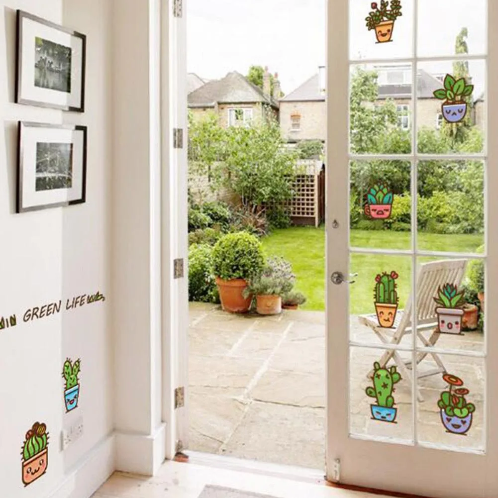 2018 настенные наклейки в виде кактуса цветов и горшков детские обои с милыми