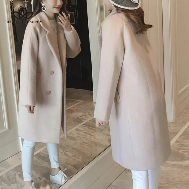 Sitruuna 2019 Winter Slim Plus Cotton Long Wool Blends Coat Women Hardy Solid Warm Thick Office Work Lady Coats | Женская одежда
