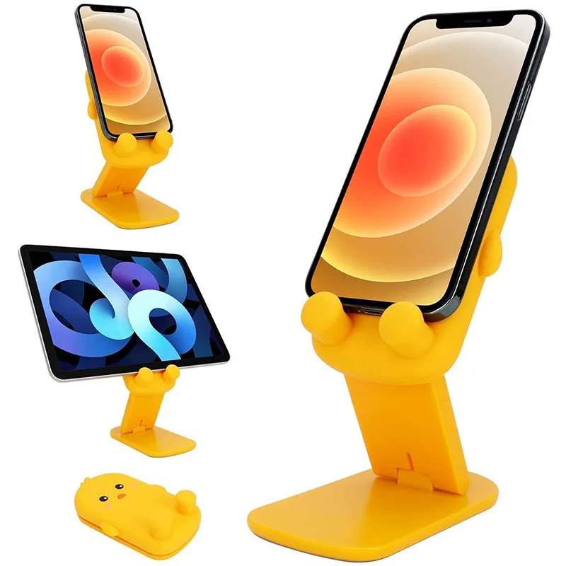 kawaii cute cartoon foldable adjustable cartoon animal cell phone holder for desk portable universal desk laptop phone stand free global shipping