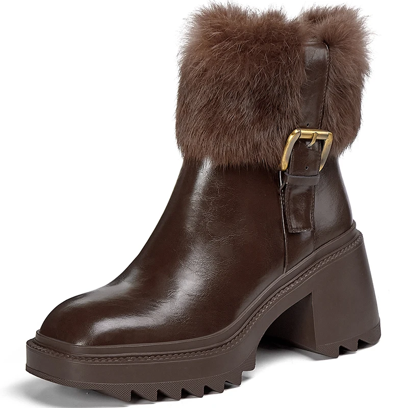 

Ботильоны из коровьей кожи на толстой подошве, на платформе