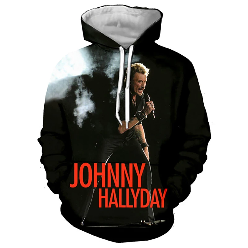 

New Johnny Hallyday Hoodies France Rock Singer pattern fashion casual punk style hoodie 3D printing men's women's children's swe