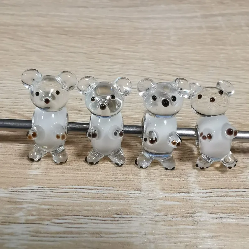 

New Real 925 Sterling Silver Little Bear Murano Glass Beads Fit Original Charm Bracelet Authentic S925 Jewelry Accessories