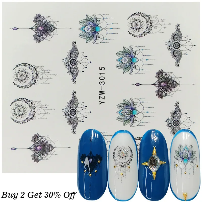 Nail Water Transfer Stickers Flower Leaves Nail Sticker Decals Blossom Colorful Slider Rose Water Full Wraps Nail Art Decoration