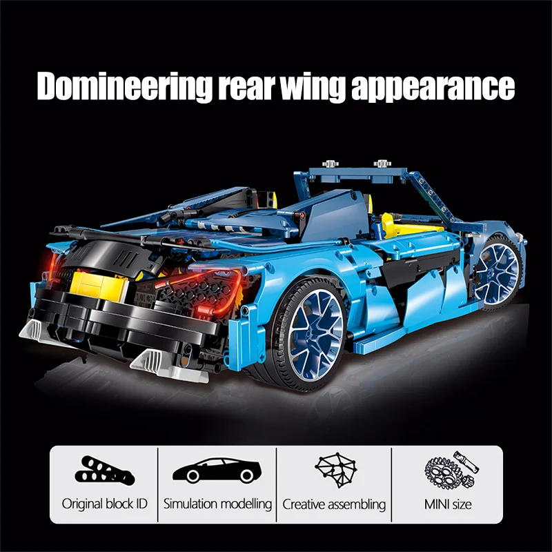 Гоночный мини автомобиль Bugatti LOZ 1:10 модель MOC строительные блоки игрушки для