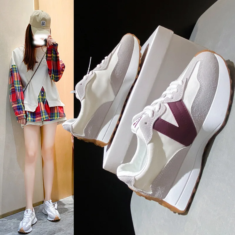 

Женские массивные кроссовки, Вулканизированная подошва, на шнуровке, повседневная обувь для отца, белые