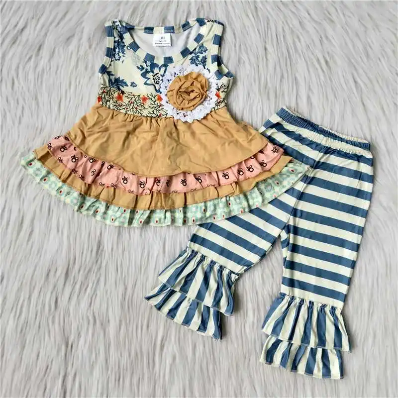 

Toddler girl outfits sleeveless baby girls set milk silk fabric spring summer kids wear