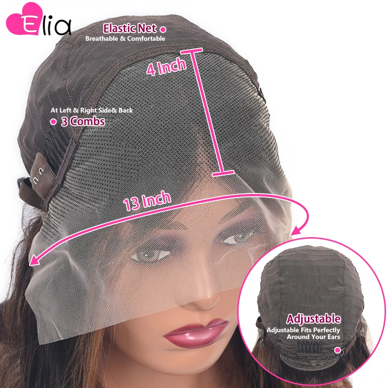 

Elia Nature Hairline 13x4 Lace Frontal Wig 4x4 Lace Closure Wig Human Hair Wig For Women Kinky Curly Short Bob Curly Wig 180%