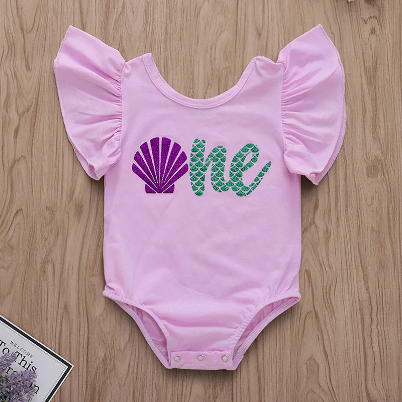 Наряд Русалочки для новорожденных девочек розовый топ с рукавами-крылышками и