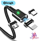Магнитный кабель Elough 3A, кабель для быстрой зарядки Micro Usb C, кабель Usb Type C для iPhone, Xiaomi, Samsung, Магнитный зарядный кабель для телефона
