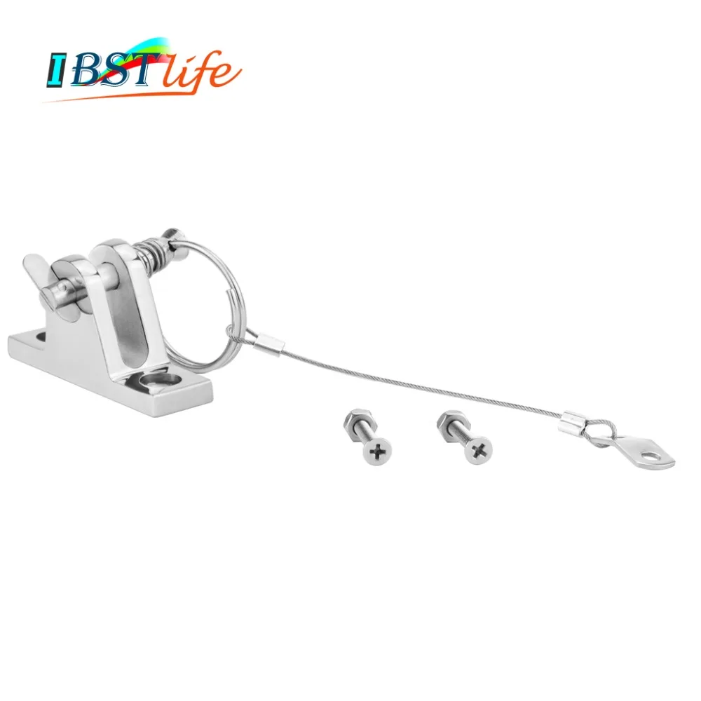 

Stainless Steel 316 Boat Bimini Top Deck Hinge with quick release pin and lanyard Marine Kayak Canoe Boat Cover Sprayhood