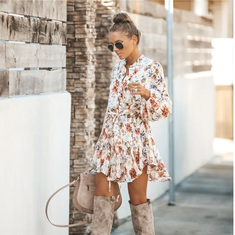 Белое Облегающее мини платье с оборками в стиле ретро богемное элегантное