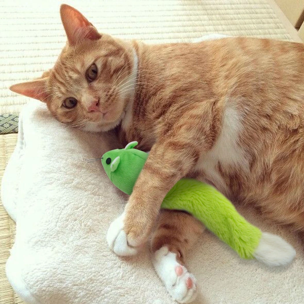 

2PCS Cat Chew Toys Cute Long Mouse Plush Kitten Play Toys Kitten Chew Toys with Catnip Training Toys Interactive Toys for Pet