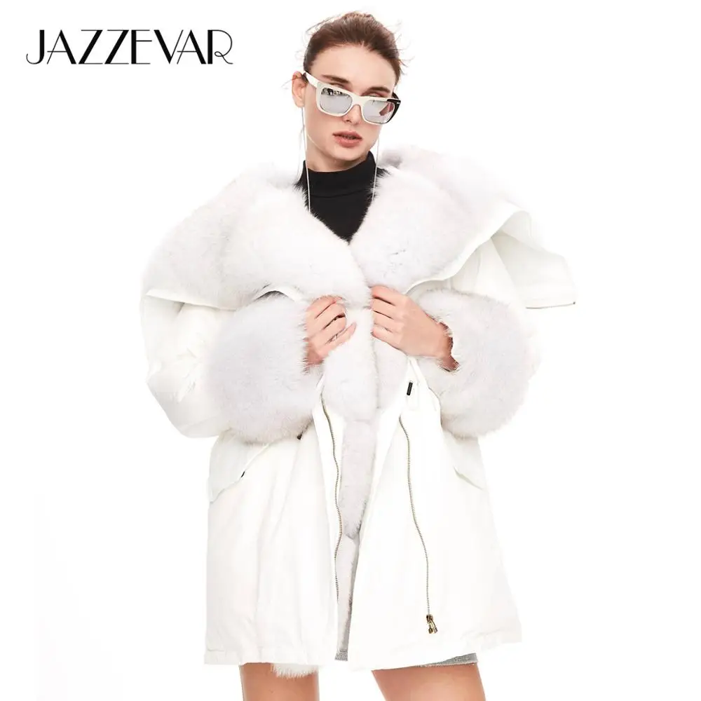 JAZZEVAR 2019 Зимнее новое поступление женское пальто топ черный цвет качество средней