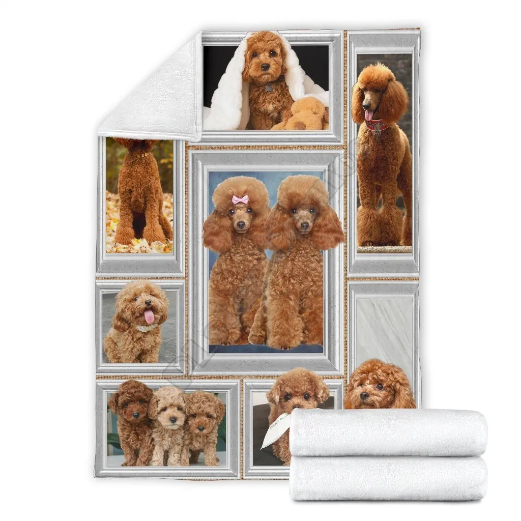 Poodle fleece blanket dog photo frame style Printed Blanket Adults/kids Fleece Blanket Sherpa Blanket 02