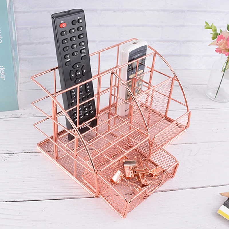 

Office Desk Organizer with 6 Compartments and Drawer The Mesh Collection Storage Holder Case FAS6