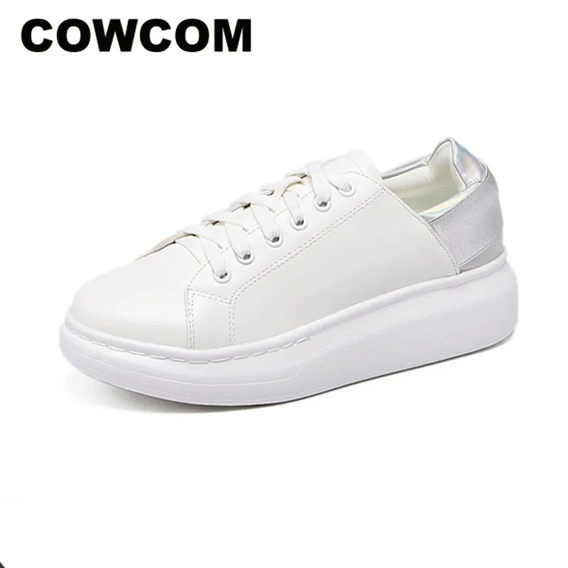 COWCOM [One generation] Белая обувь из микрофибры с резиновой подошвой на толстой подошве и