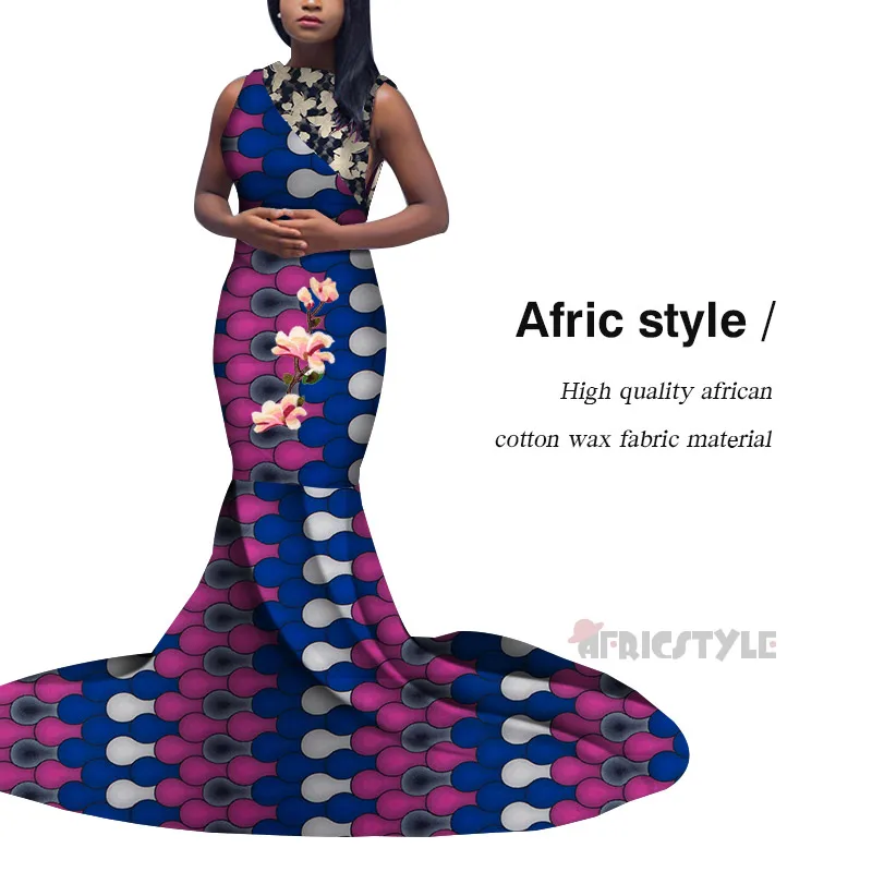 2020  African Dresses for Women Wax Print applique Long Dresses Vestido Bazin Riche Women African african print dresses WY5477