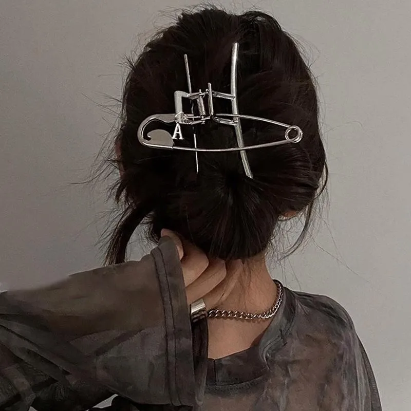 

Korean Fashion Ins Hot Women Large Pin Hair Clips Hair Claw Female Girls Silver Hair Grip Barrettes Headwear Hair Styling Pins