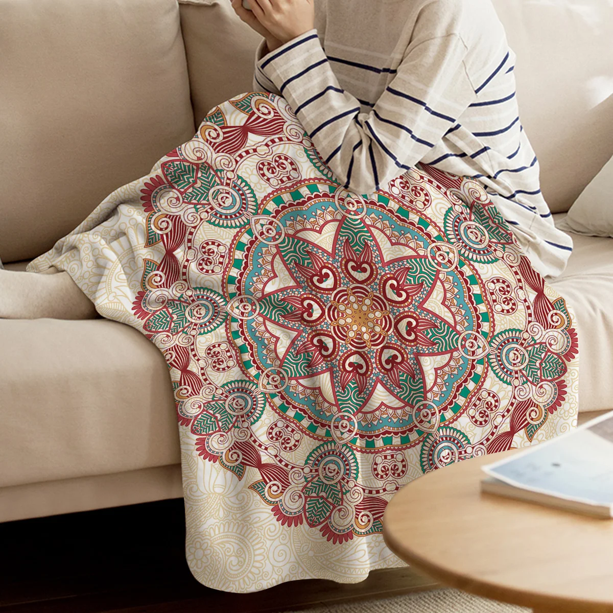 

Round Paisley Pattern Throw Blanket Warm Microfiber Blanket Cartoon Blankets For Beds Home Decor