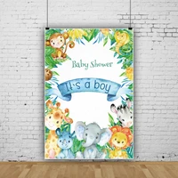 laeacco cartoon jungle safari baby shower party backdrops customized banner child photocall poster photographic photo background