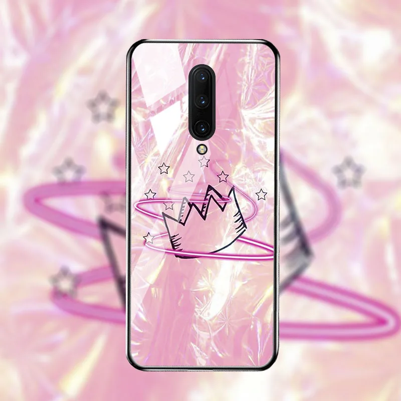 Чехол из закаленного стекла для oneplus 7 pro Жесткий ПК цветные Чехлы 1 + чехол