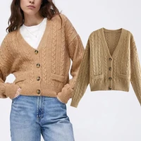 elmsk england style fashion winter sweaters women retro twisted fower single breasted knitted cardigans women jacket tops