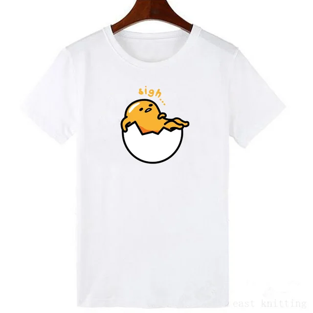 Японская забавная футболка Harajuku Gudetama Lazy Egg Yolk, мужская хлопковая футболка Kawaii с мультяшным принтом, новинка, женская футболка, топы