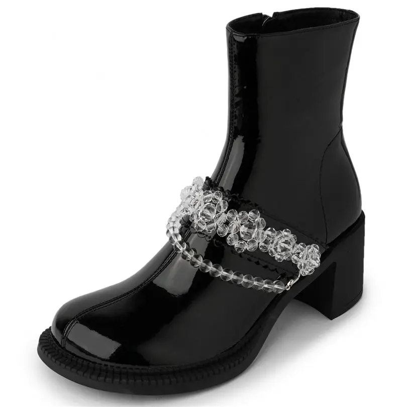 Punk Goth Mary Janes Women's Cow Leather Platform Ankle Boots Cuban Heel Lace Up Round Toe Oxfords 34 35 36 37 38 39 40