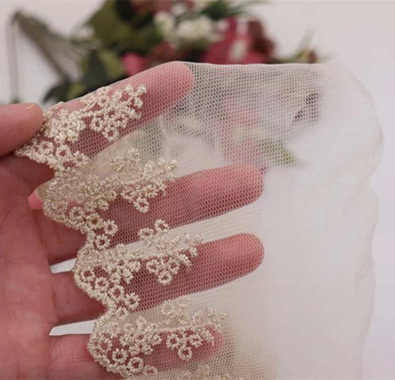 

1 Yard Flower Embroidered Net Lace Tull Trim Ribbon Lace Fabric Dress Skirt Sewing Decoration Crafts DIY FL07
