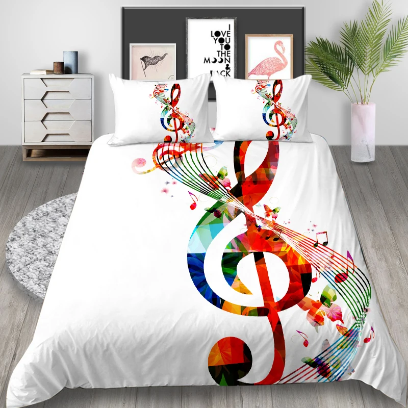 Комплект постельного белья с музыкальными нотами креативный художественный
