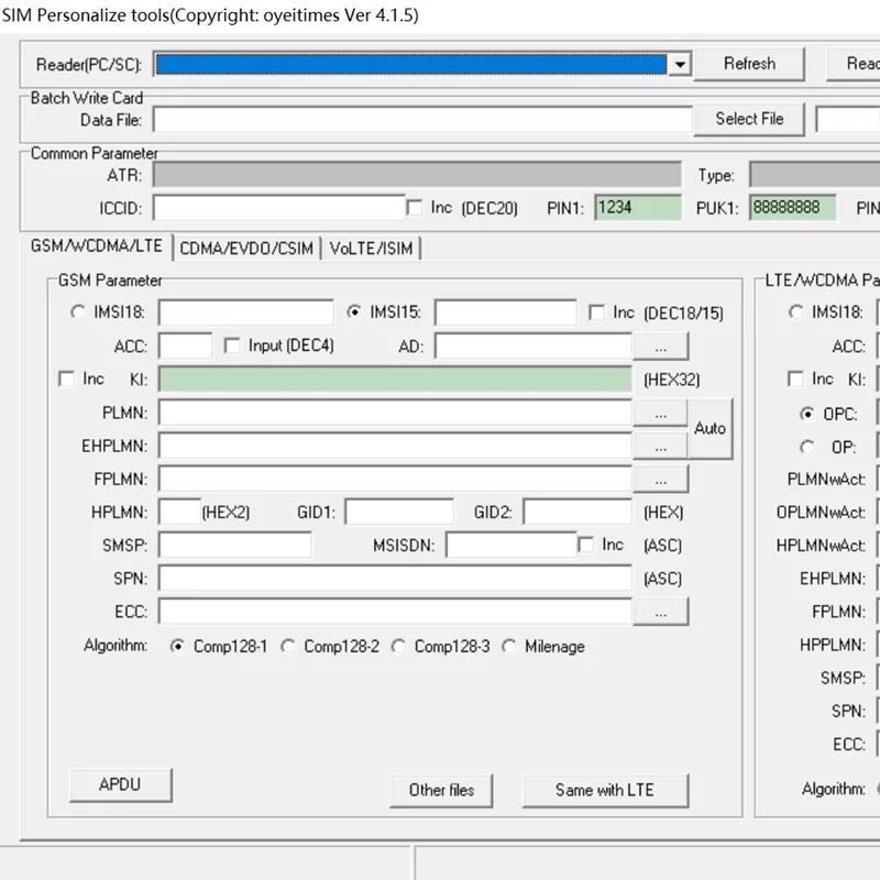 Мощное по OYEITIMES 4.1.5 пустая SIM-карта программное обеспечение для SIM-карты COM128/XOR/Milenage