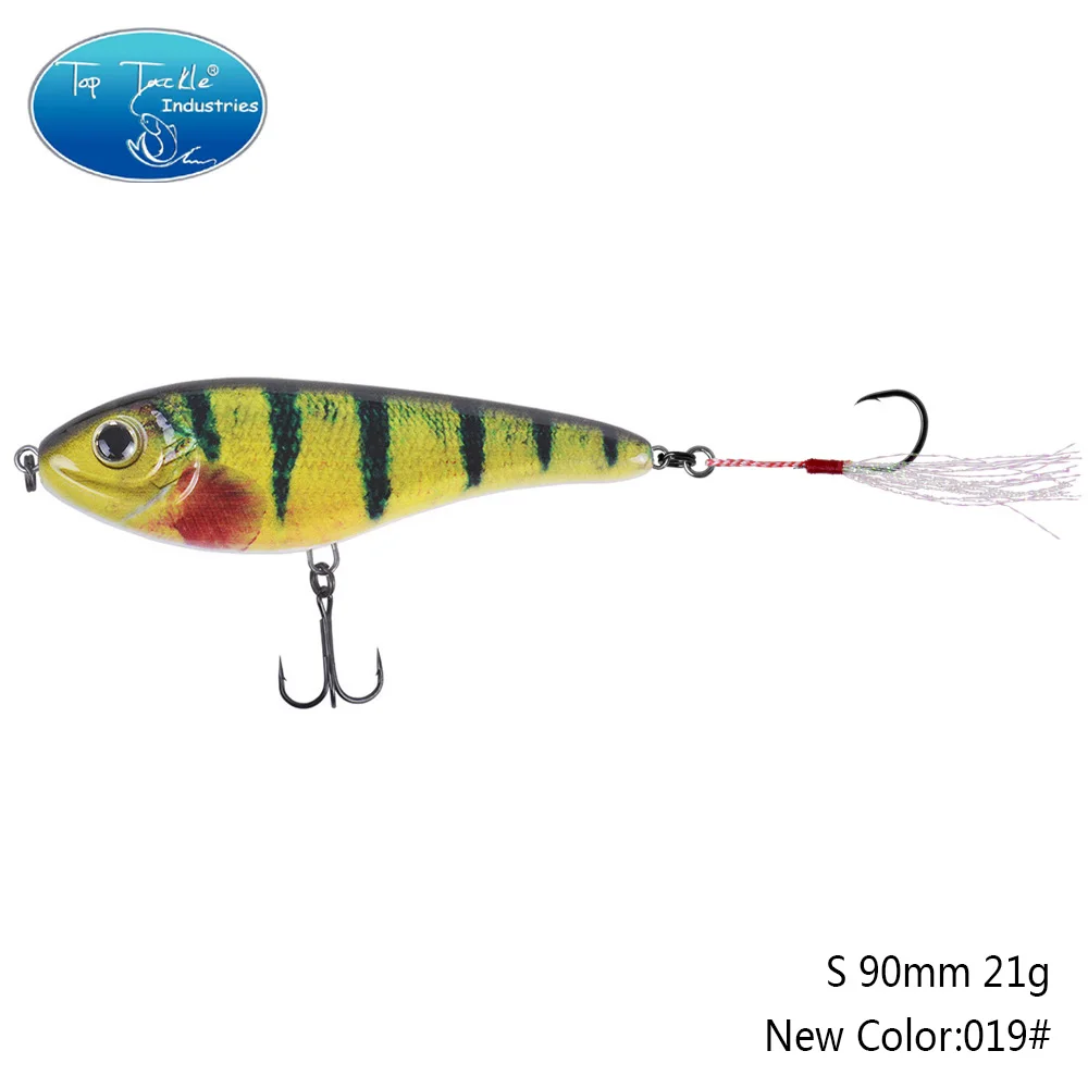 90mm 21g 019 90 мм 21 г цвета от 001 до 035 Тонущая Мускусная Щука искусственная рывковая приманка с одним крюком перьевая приманка для рыбалки - Цвет: 90mm 21g 019