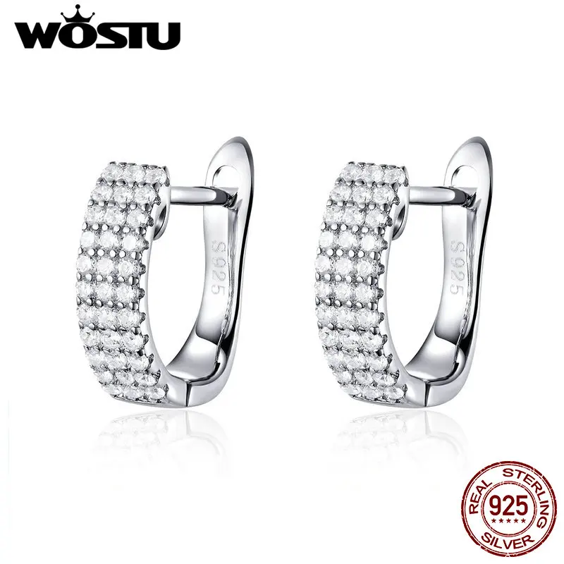 

WOSTU Korean Fashion 925 Sterling Silver Dazzling Clear Zircon Stud Earrings For Women Wedding Engagement Earring Jewelry CQE560