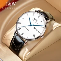 carnival luxury automatic watches men top brand sapphire glass genuine wristwatch mechanical leather watch for men business 8861