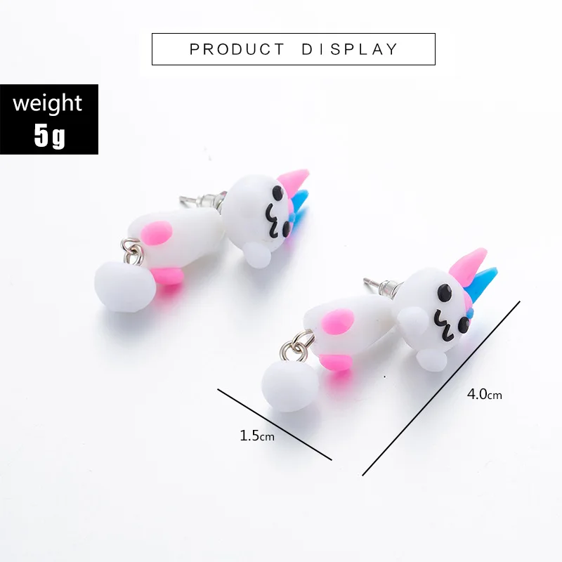 Милые серьги из полимерной глины с единорогом для женщин модные ювелирные