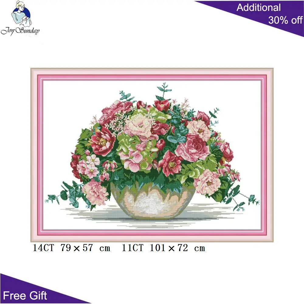 

Joy Sunday пасторальные цветы вышивка крестом H807 14CT 11CT штампованные и счетные домашний декор пасторальные Цветы DIY наборы для вышивки крестом