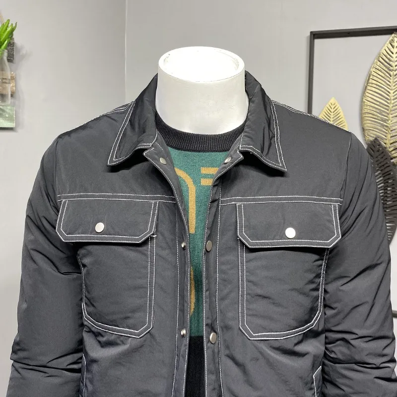 

Winter New Mens High Quality Thick Warm Parka Pockets Casual Slim Fit Windbreaker Cargo Jacket Male Outerwear Overcoat Parkas