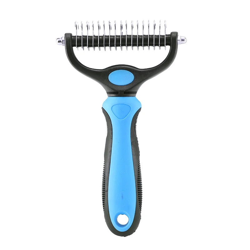

Pet Grooming Tool 2 Sided Undercoat Rake for Cats Dogs Brush Safe Dematting Comb for Easy Mats Tangles Removing Large Size