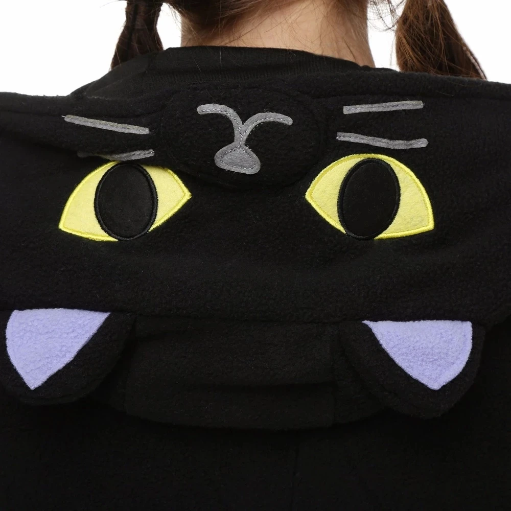 

Unisex Kigurumi Onesies Black Midnight Cat Fleece Onesie Cosplay Costumes Hooded pajamas home lovers long sleeve Jumpsuits