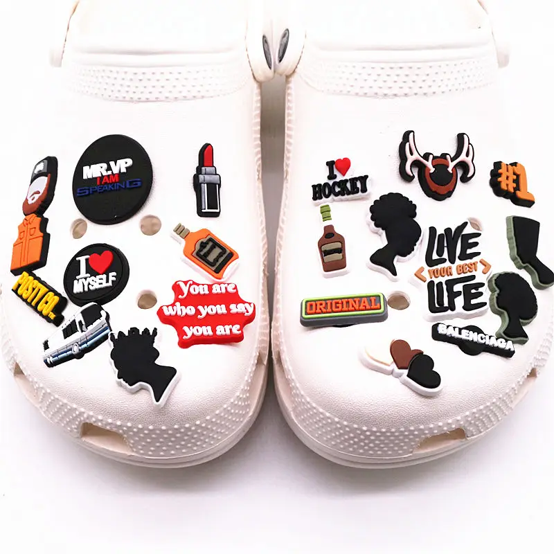 Single Sale 1pcs Country Singer Shoe Charms Accessories Wine Lipstick PVC Shoe Decoration for Croc jibz Kids Party X-mas Gifts