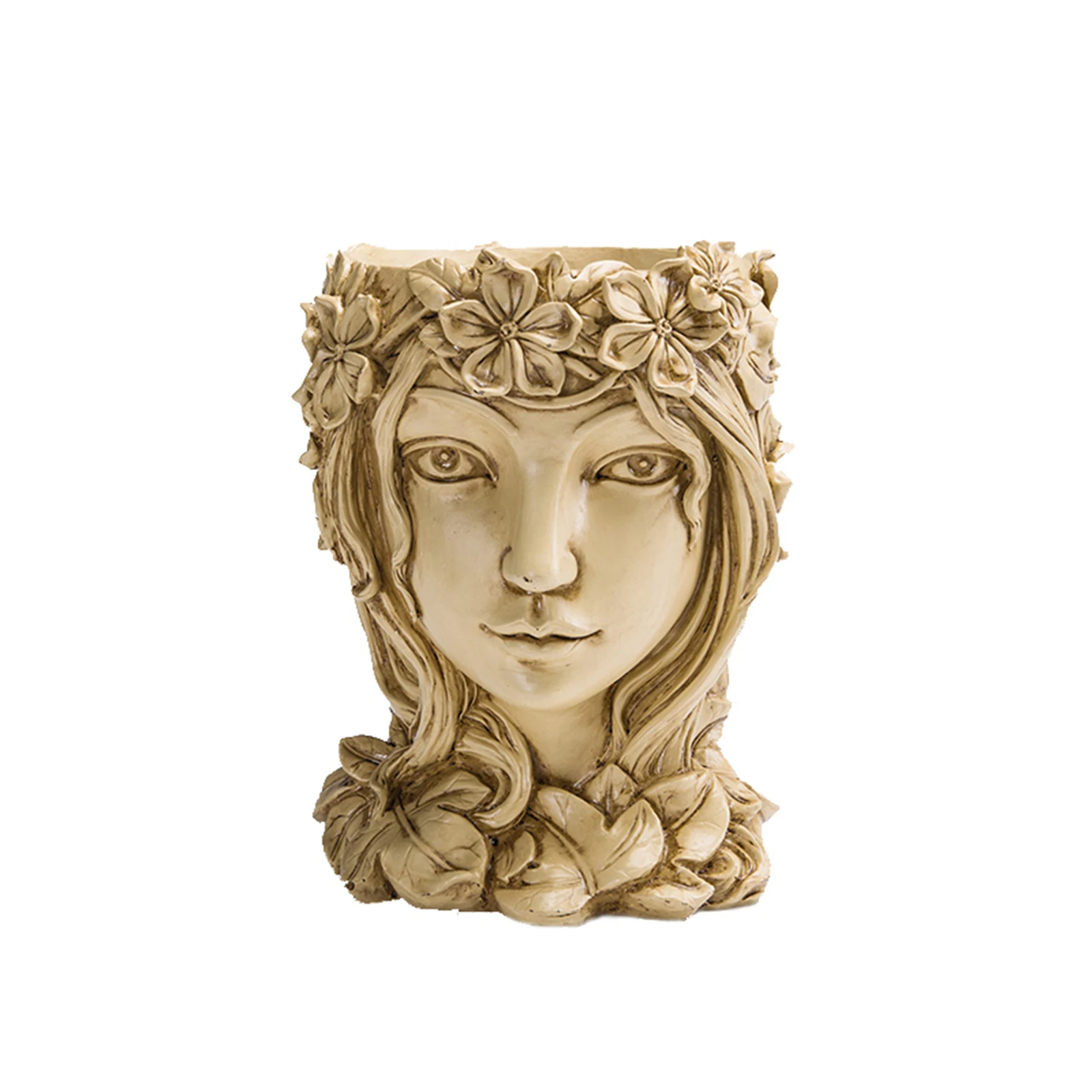 

Resin Flowerpot Goddess with Drainage Hole Female Head Statue Figurine Decoration Beautiful Useful Pots