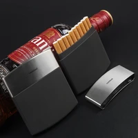 new 1pcs mens business cigarette case black stainless steel portable mini travel cigar case humidor tobacco storage box