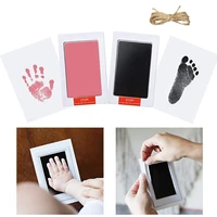 w3jf newborn baby footprint handprint kit durable safe nontoxic ink pad imprint cards clips hemp rope infants souvenirs toys
