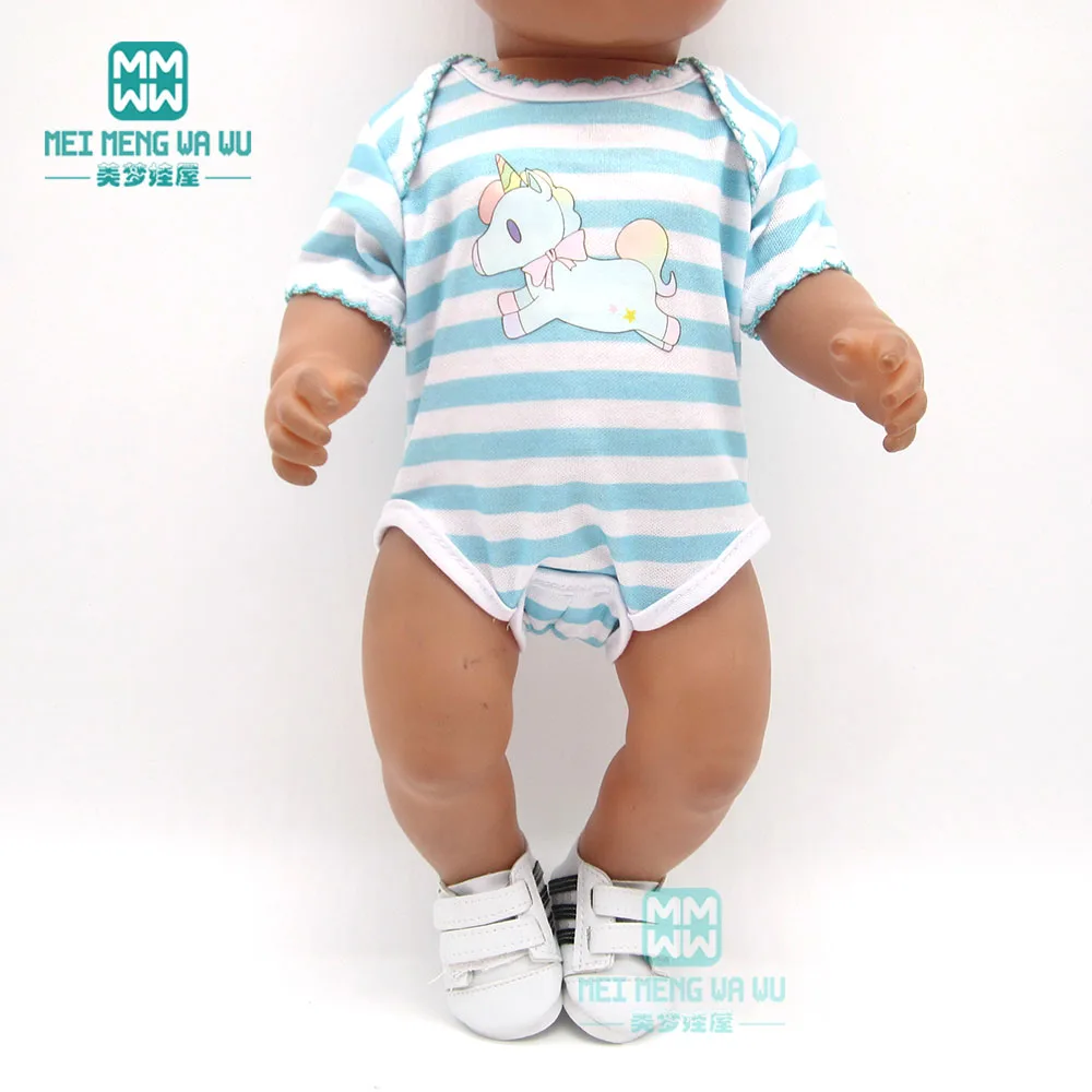 

Doll clothes for 43 cm baby new born doll Cartoon hooded crawling clothes girl dress gift for children