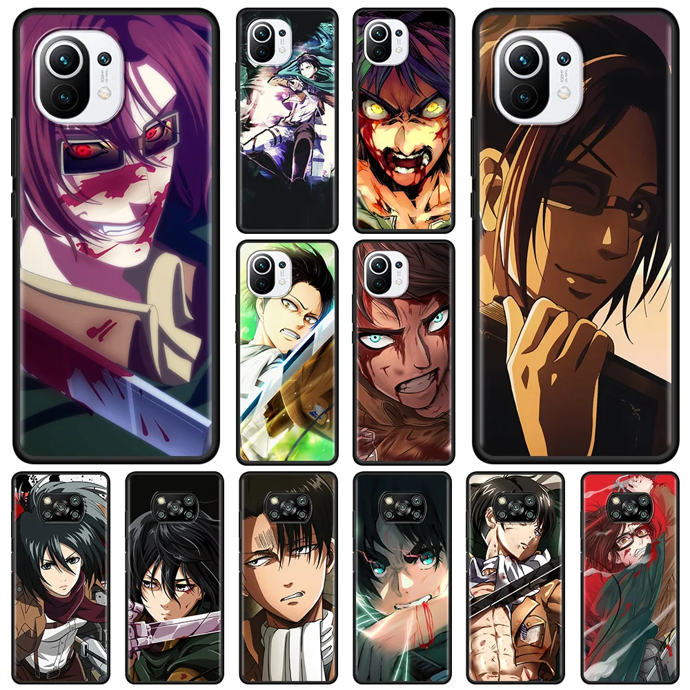 

Case For Xiaomi Poco X3 NFC M3 Pro M3 F3 GT for mi Civi 9T 10T 11T Pro 11 Lite Note 10 Pro Lite Cover Anime Attack On Titan